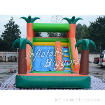 Residential EN71 Inflatable Pool Water Slide Green Jungle W